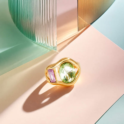 Sculpted Gem Open Ring