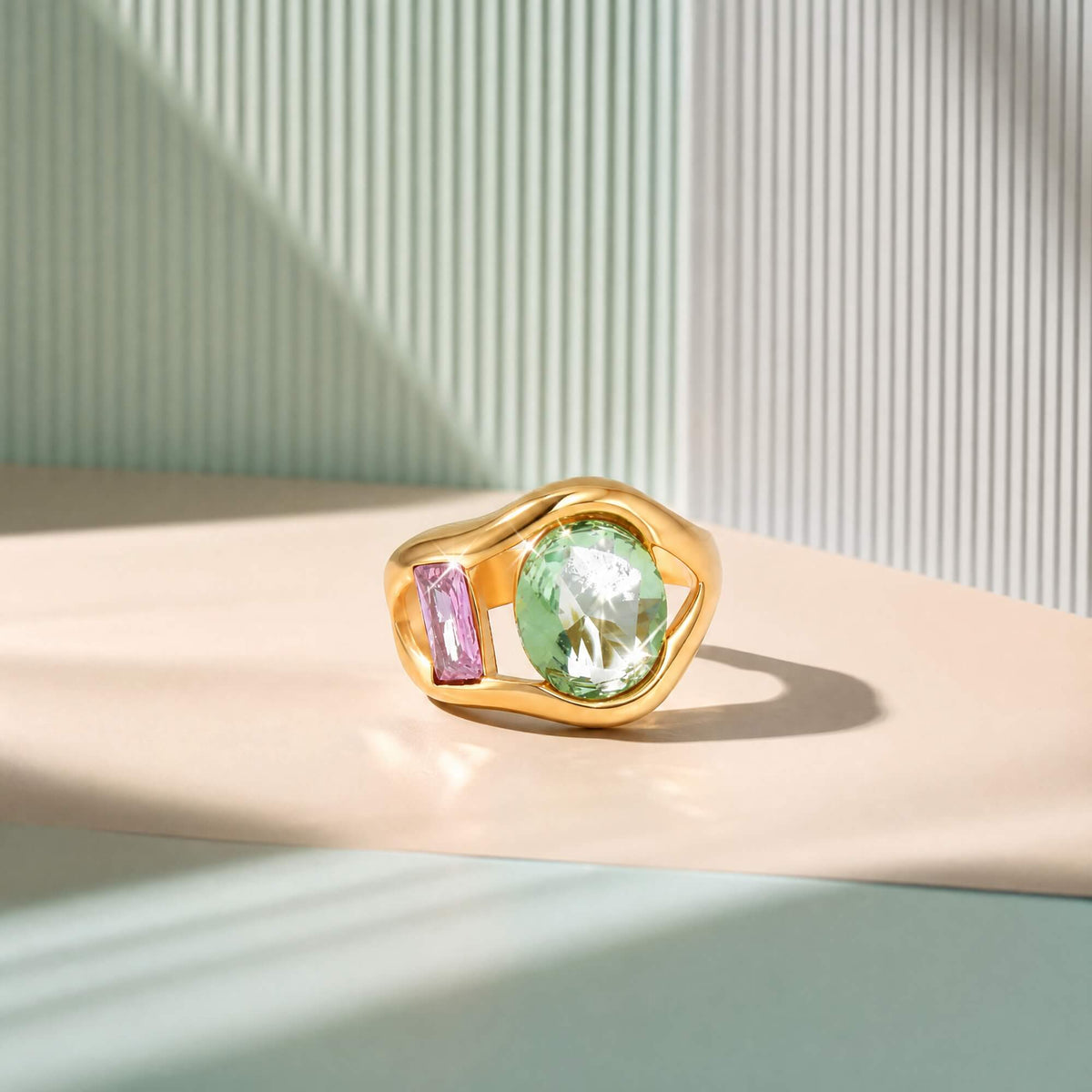 Sculpted Gem Open Ring