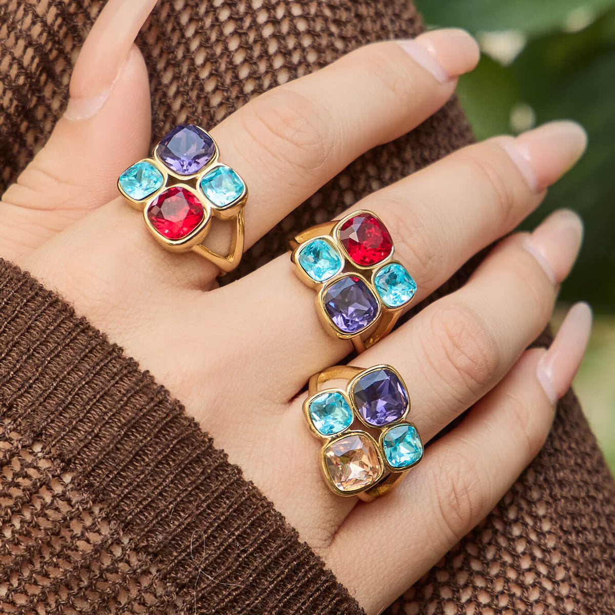 Gem Collage Cluster Ring