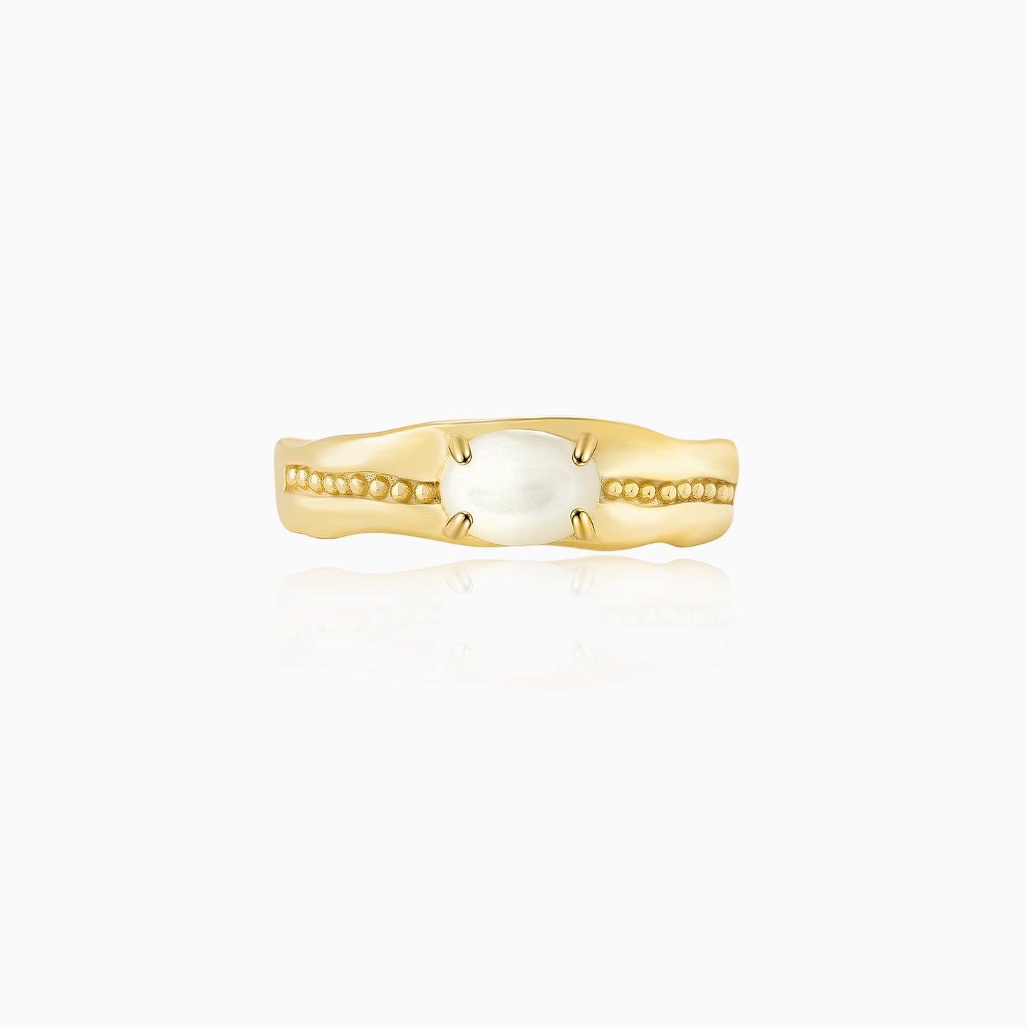 Beaded Gold Band Ring