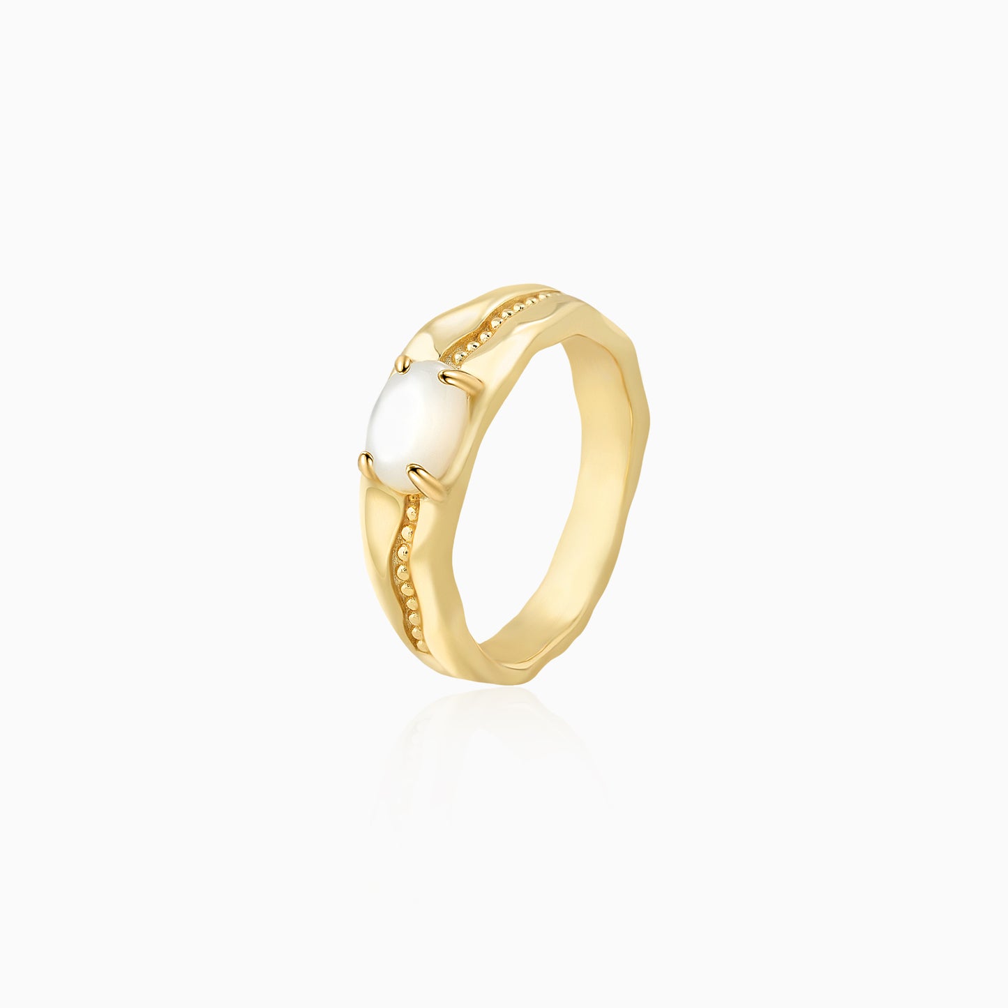 Beaded Gold Band Ring
