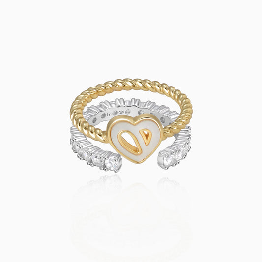 Heart Stacking Rings 2Pcs