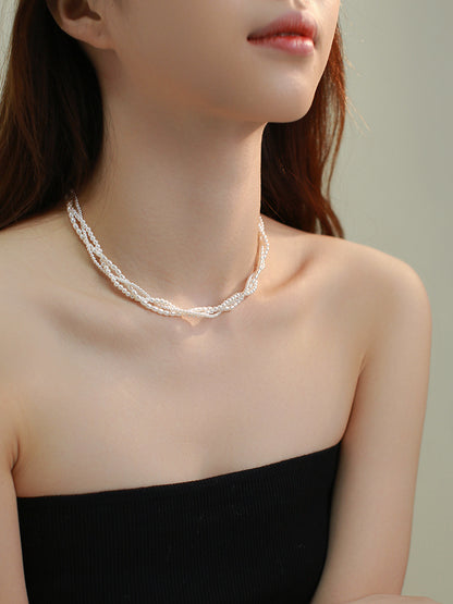 14K Rolled Gold Triple - Layer Pearl Necklace