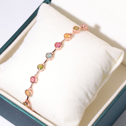 Rainbow Circular Tourmaline Bracelet