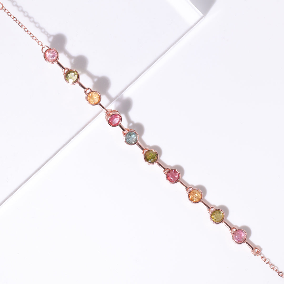Rainbow Circular Tourmaline Bracelet