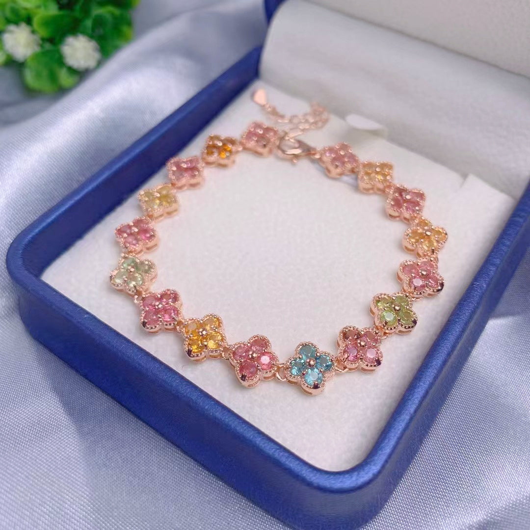 Four-leaf motif Tourmaline Bracelet