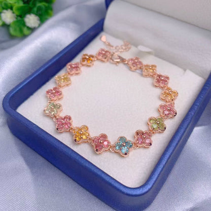 Four-leaf motif Tourmaline Bracelet