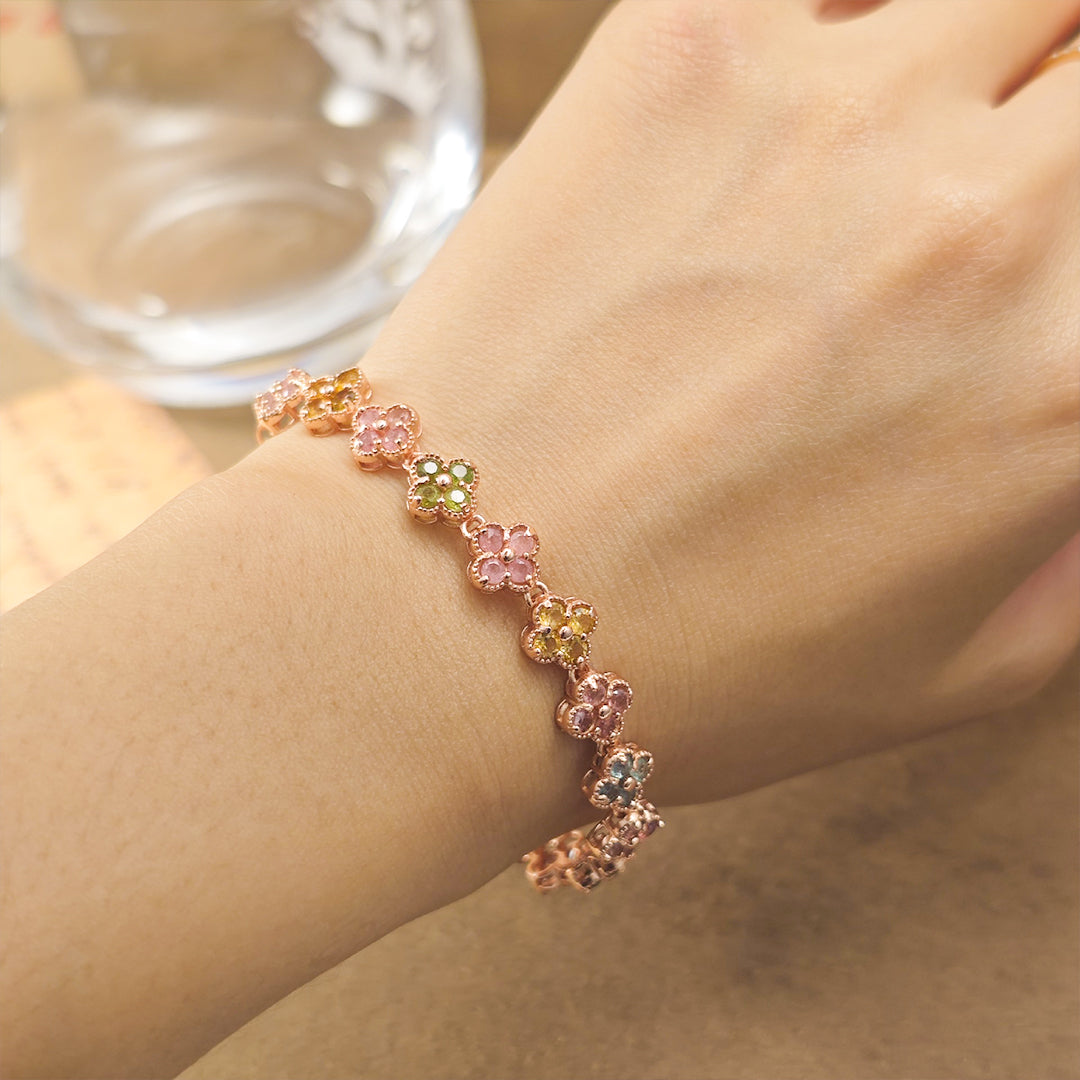Four-leaf motif Tourmaline Bracelet