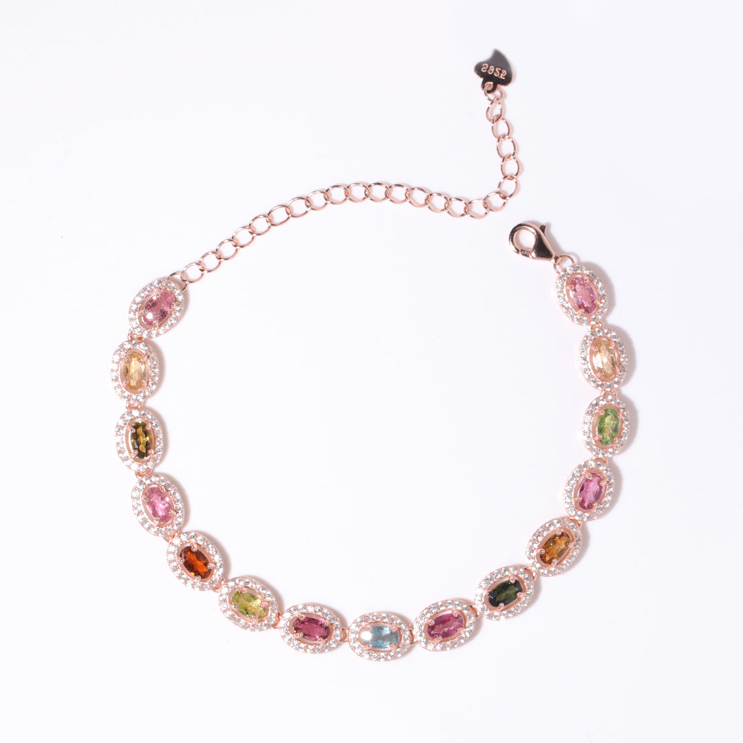 Inlay Oval Tourmaline Bracelet