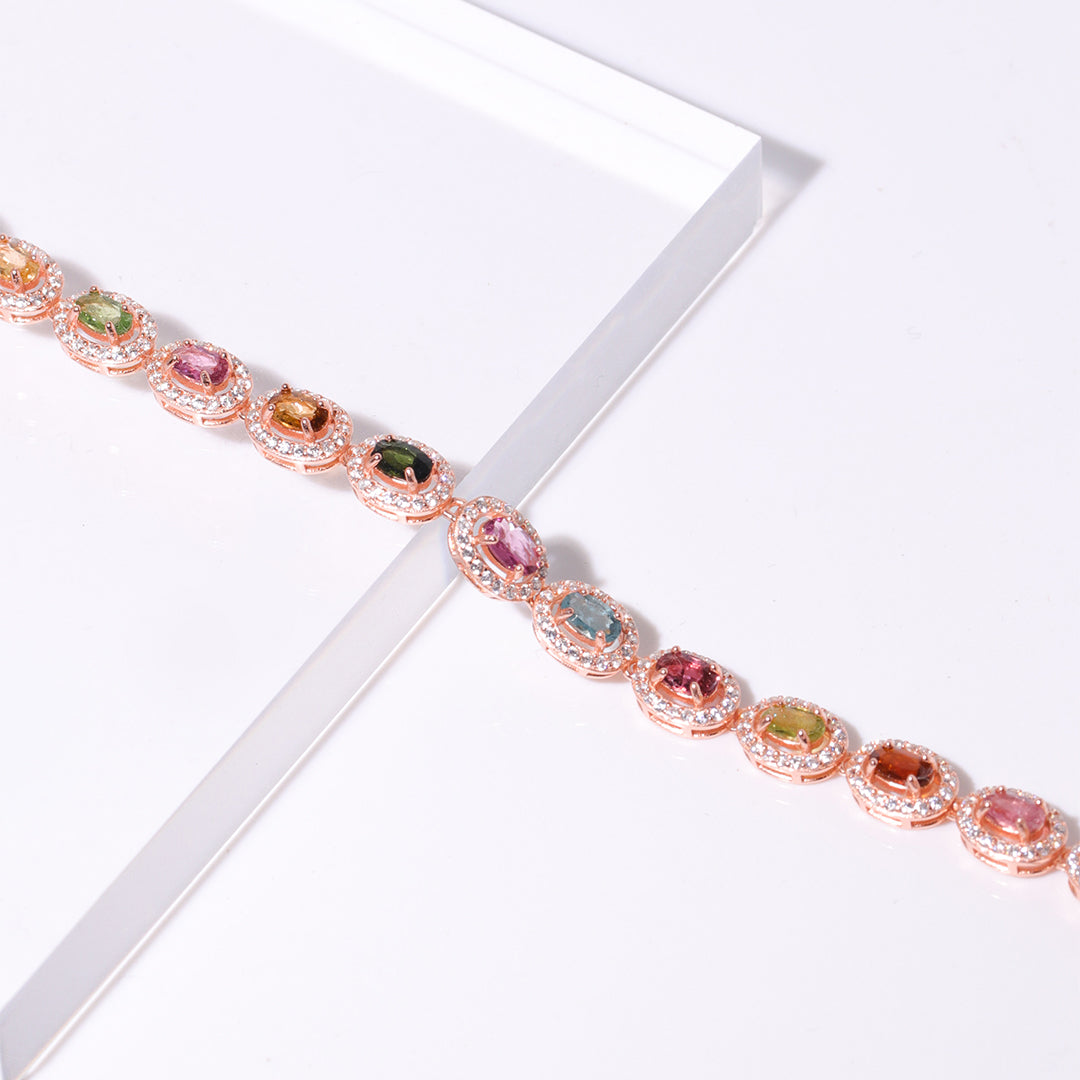 Inlay Oval Tourmaline Bracelet