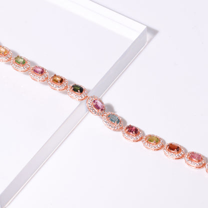 Inlay Oval Tourmaline Bracelet