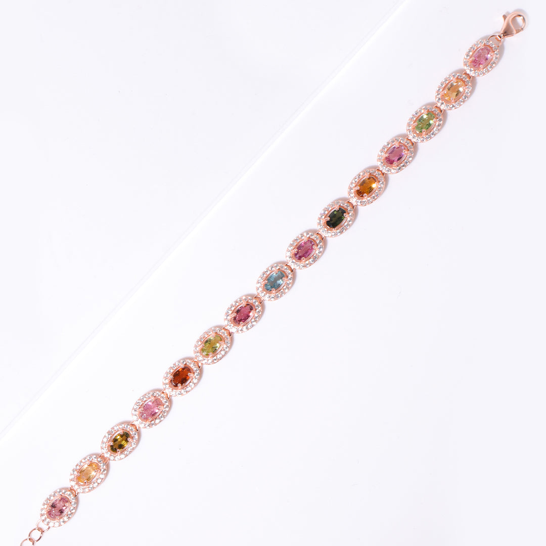 Inlay Oval Tourmaline Bracelet
