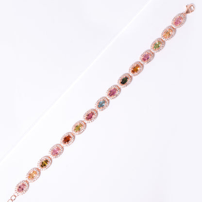 Inlay Oval Tourmaline Bracelet