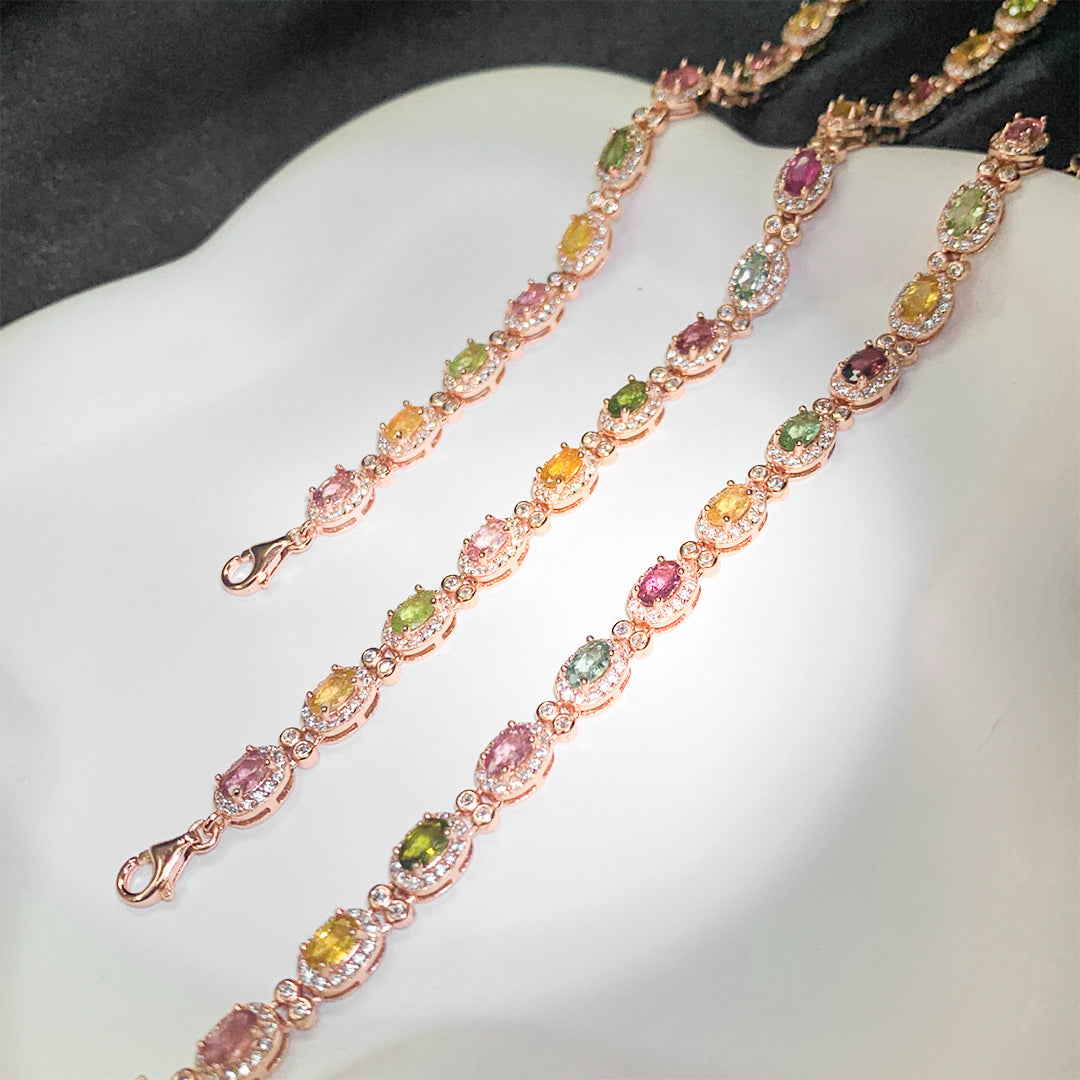 Oval Rainbow Galaxy Tourmaline Bracelet