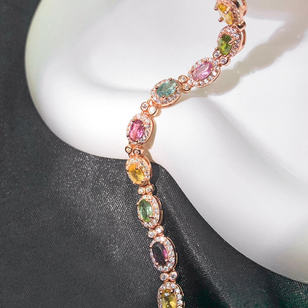 Oval Rainbow Galaxy Tourmaline Bracelet