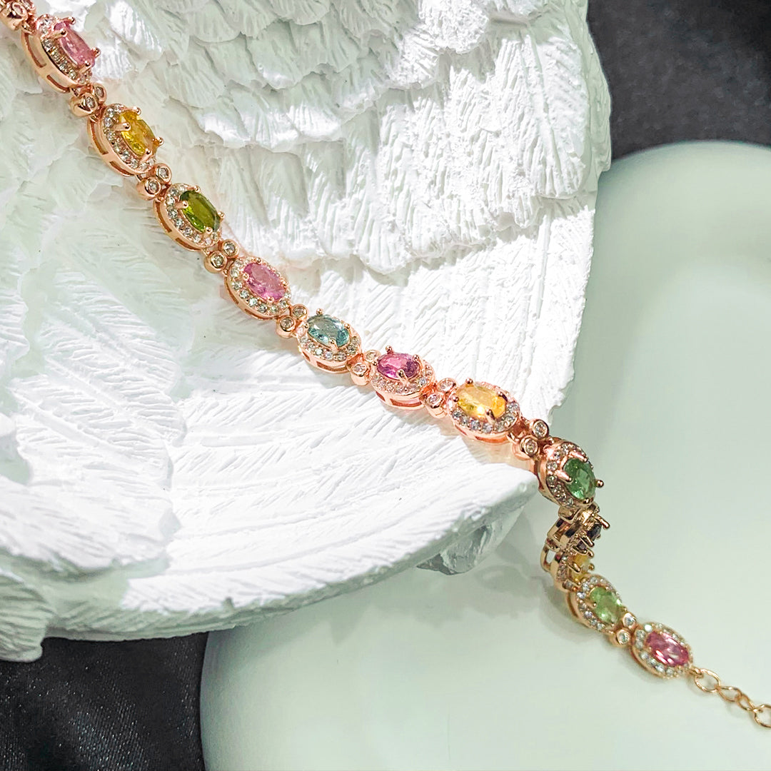 Oval Rainbow Galaxy Tourmaline Bracelet