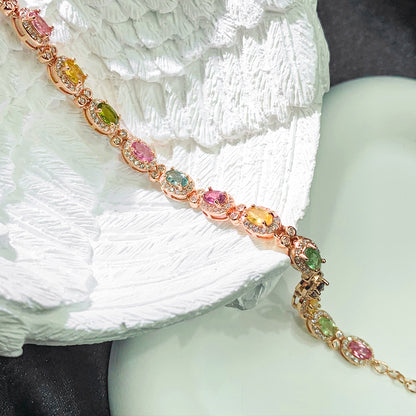 Oval Rainbow Galaxy Tourmaline Bracelet