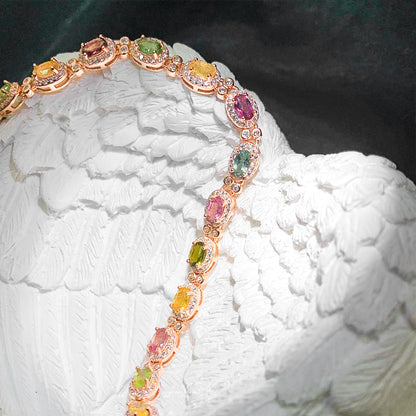 Oval Rainbow Galaxy Tourmaline Bracelet