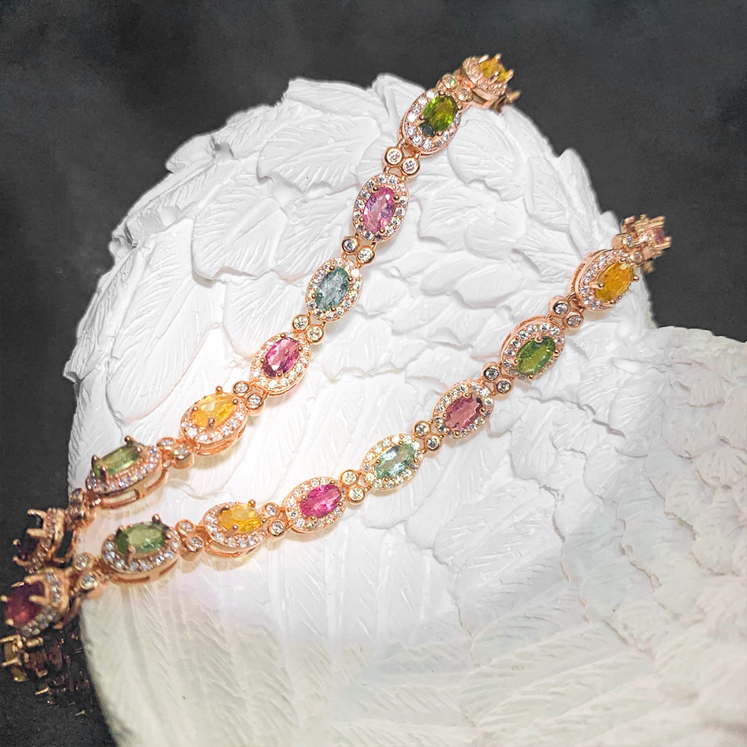 Oval Rainbow Galaxy Tourmaline Bracelet