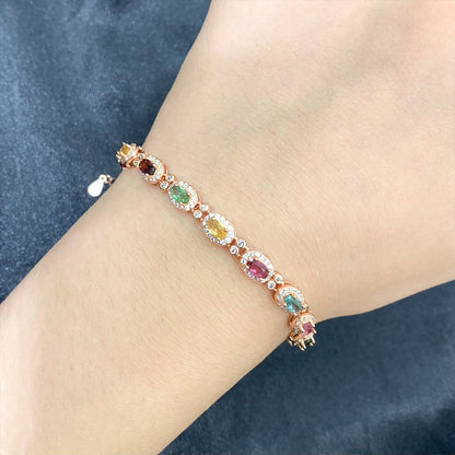 Oval Rainbow Galaxy Tourmaline Bracelet
