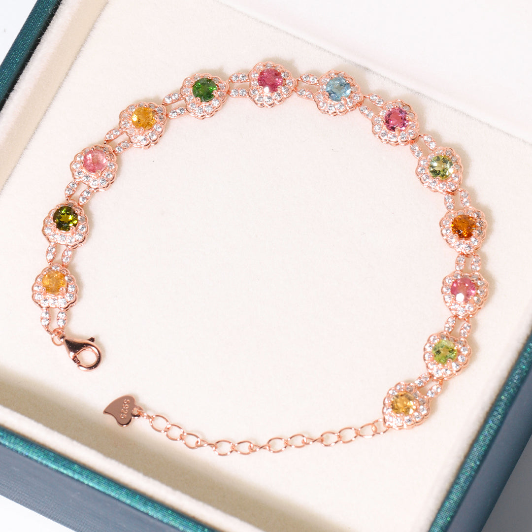 Heart Rainbow Galaxy Tourmaline Bracelet
