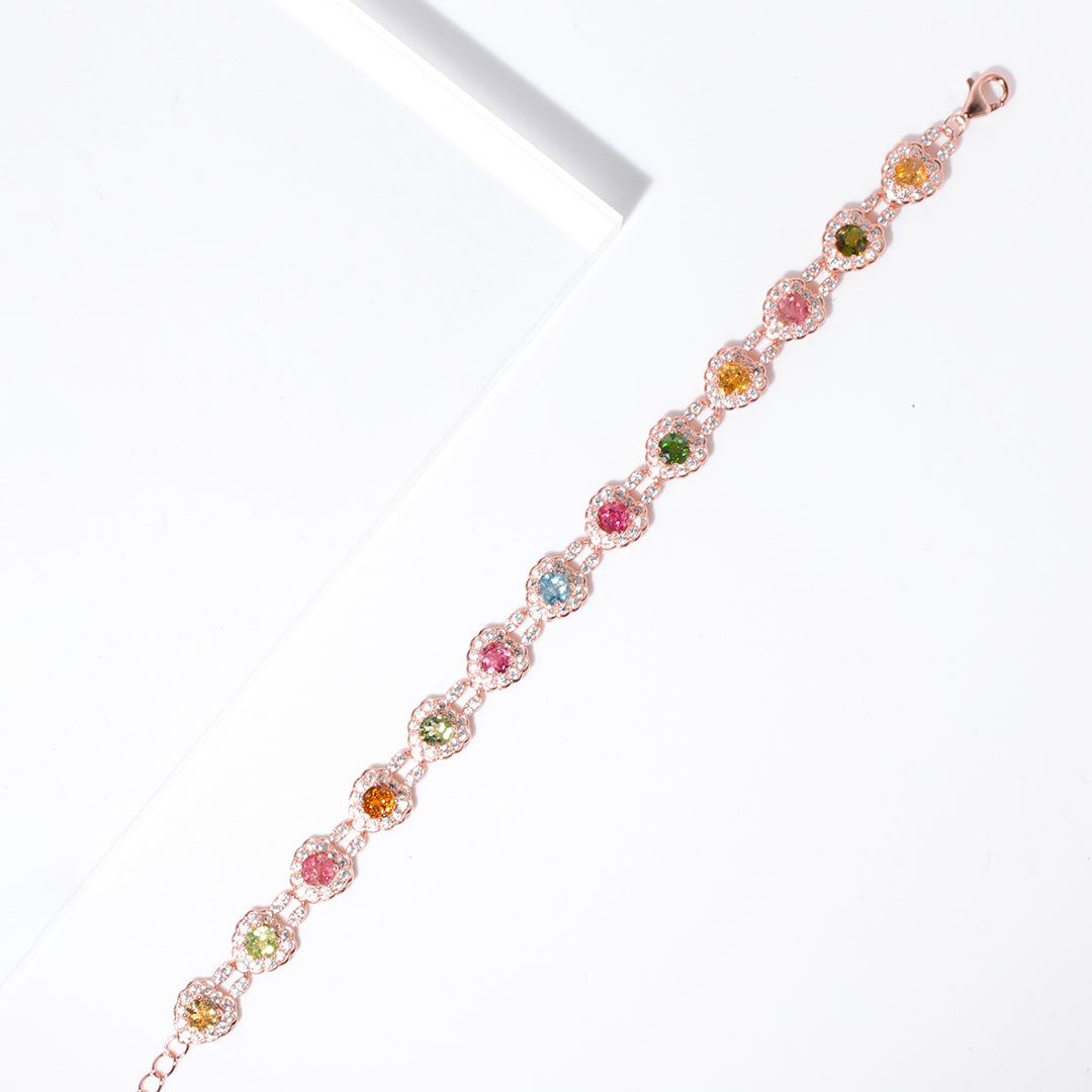 Heart Rainbow Galaxy Tourmaline Bracelet