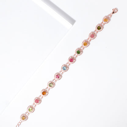 Heart Rainbow Galaxy Tourmaline Bracelet
