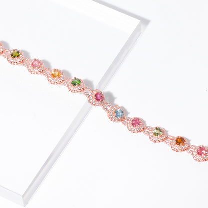 Heart Rainbow Galaxy Tourmaline Bracelet