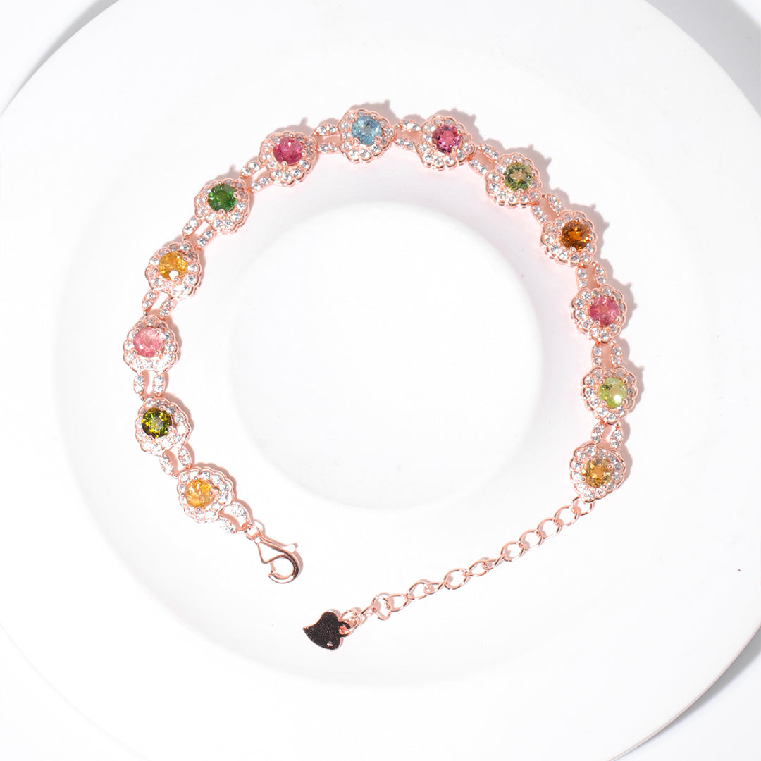 Heart Rainbow Galaxy Tourmaline Bracelet