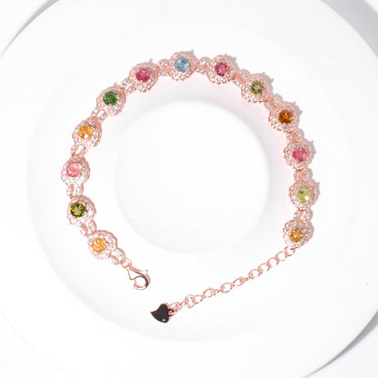 Heart Rainbow Galaxy Tourmaline Bracelet