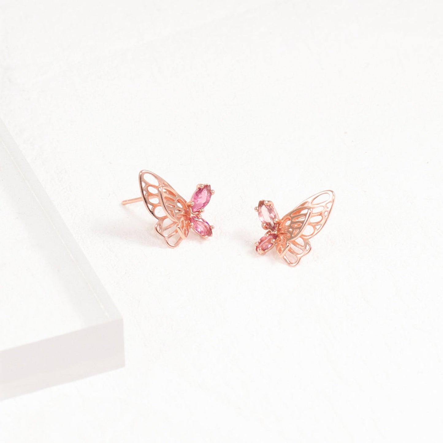 Butterfly Rubellite Tourmaline Earrings