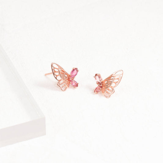 Butterfly Rubellite Tourmaline Earrings