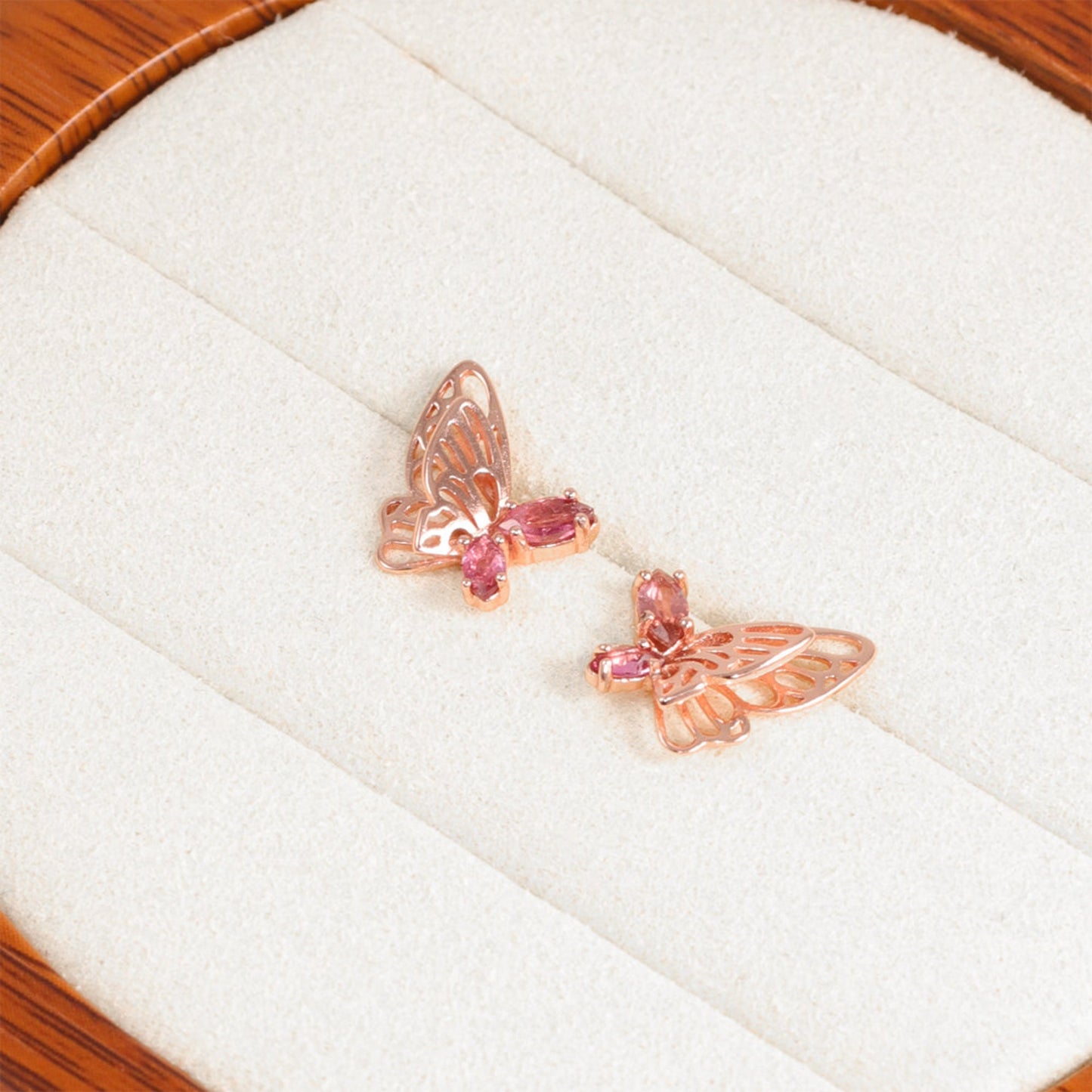 Butterfly Rubellite Tourmaline Earrings