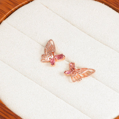 Butterfly Rubellite Tourmaline Earrings