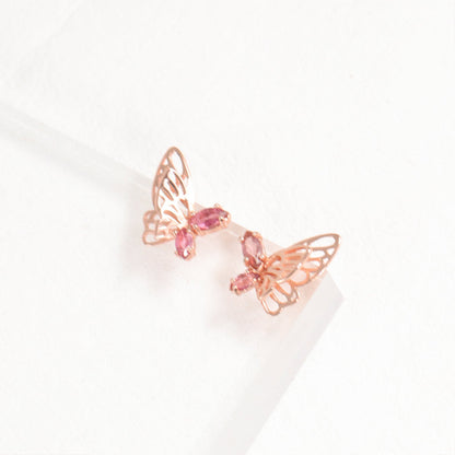Butterfly Rubellite Tourmaline Earrings