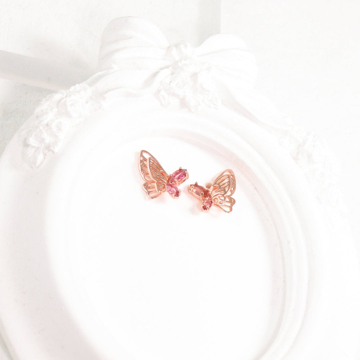 Butterfly Rubellite Tourmaline Earrings