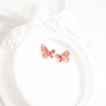 Butterfly Rubellite Tourmaline Earrings