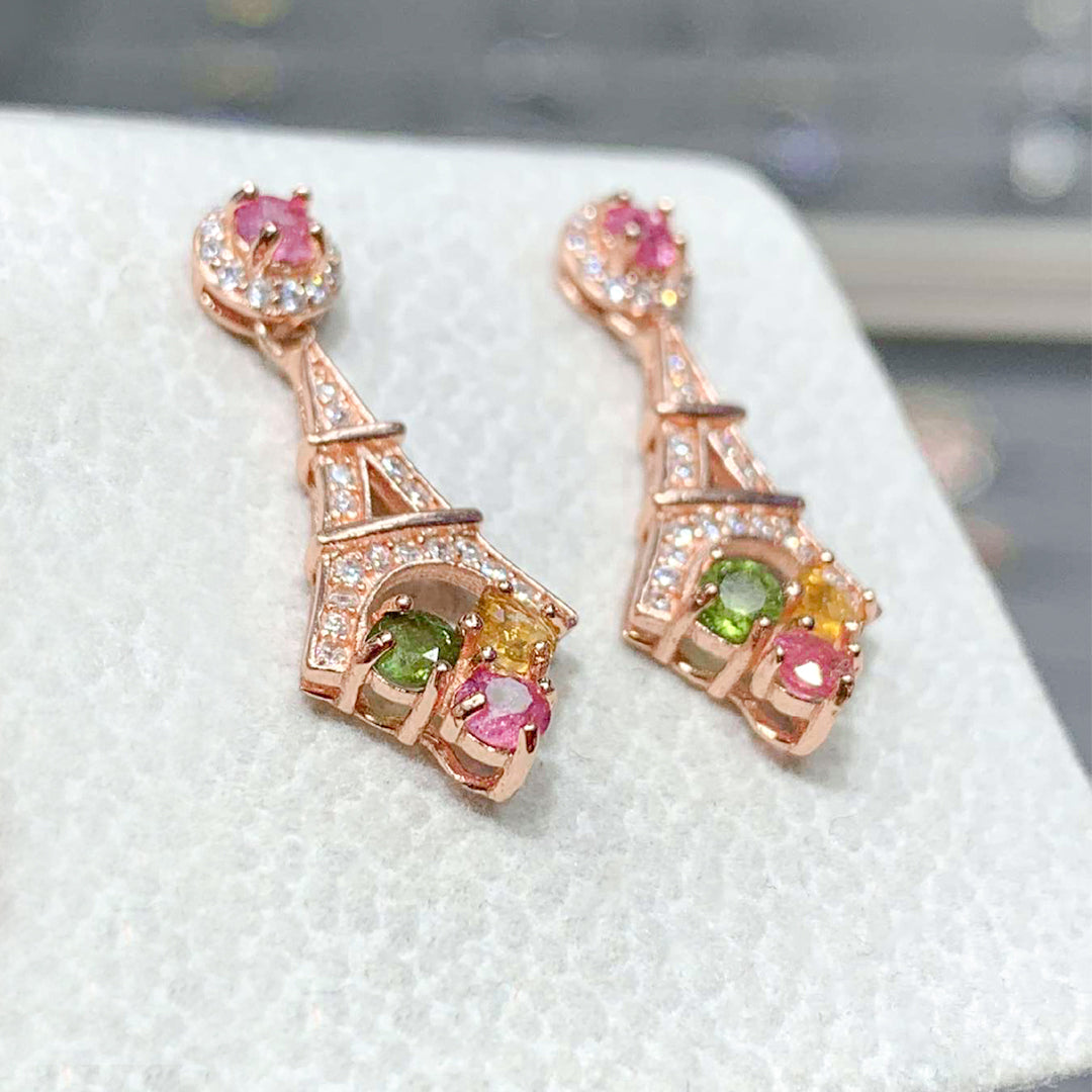 Eiffel Tower Tourmaline Earrings