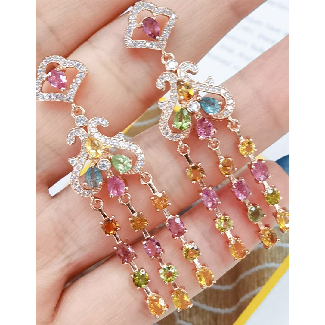 Rainbow Galaxy Curtain Tourmaline Earrings