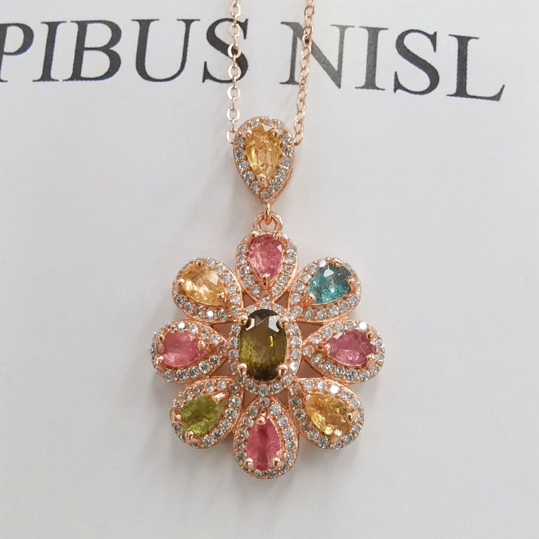 Flower Parrten Tourmaline Pendant