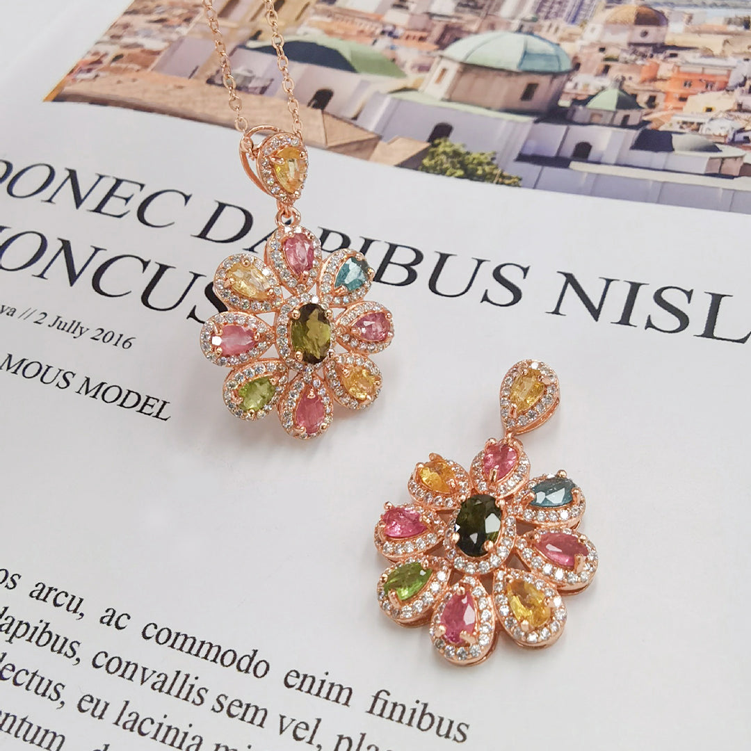 Flower Parrten Tourmaline Pendant