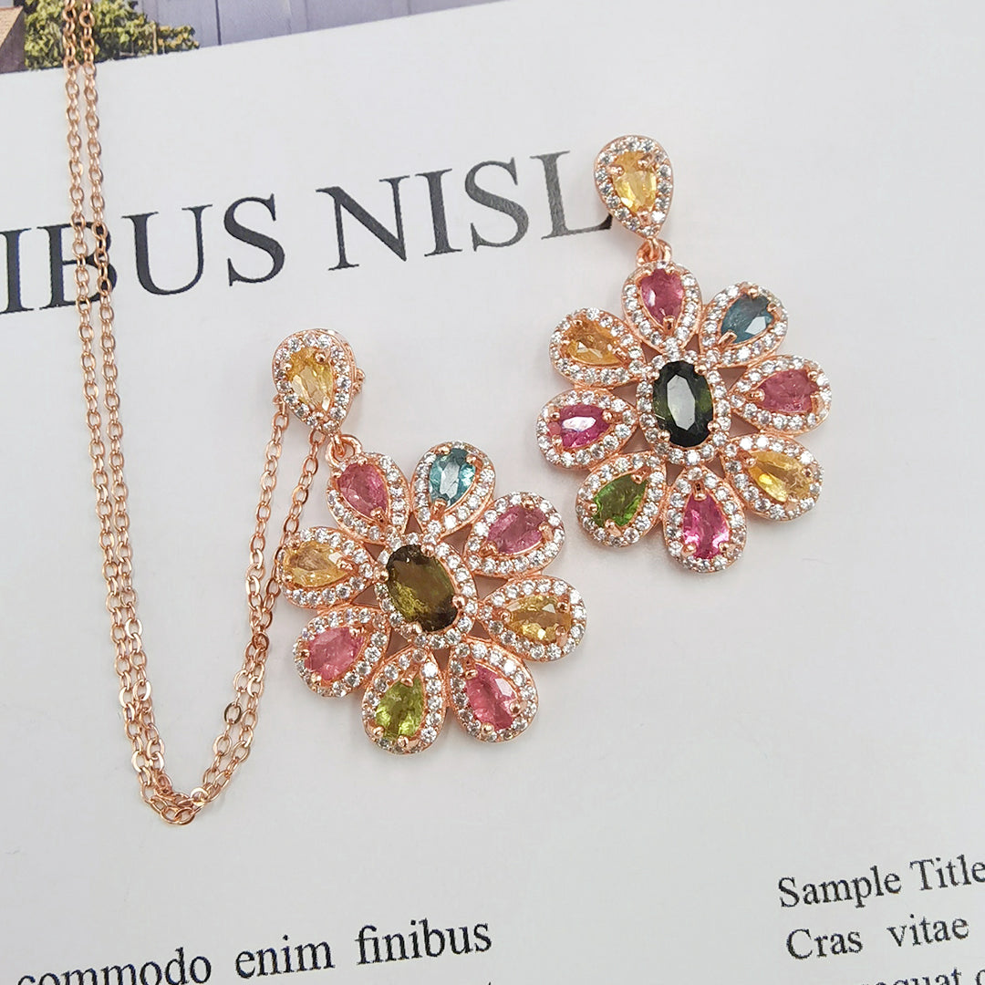 Flower Parrten Tourmaline Pendant