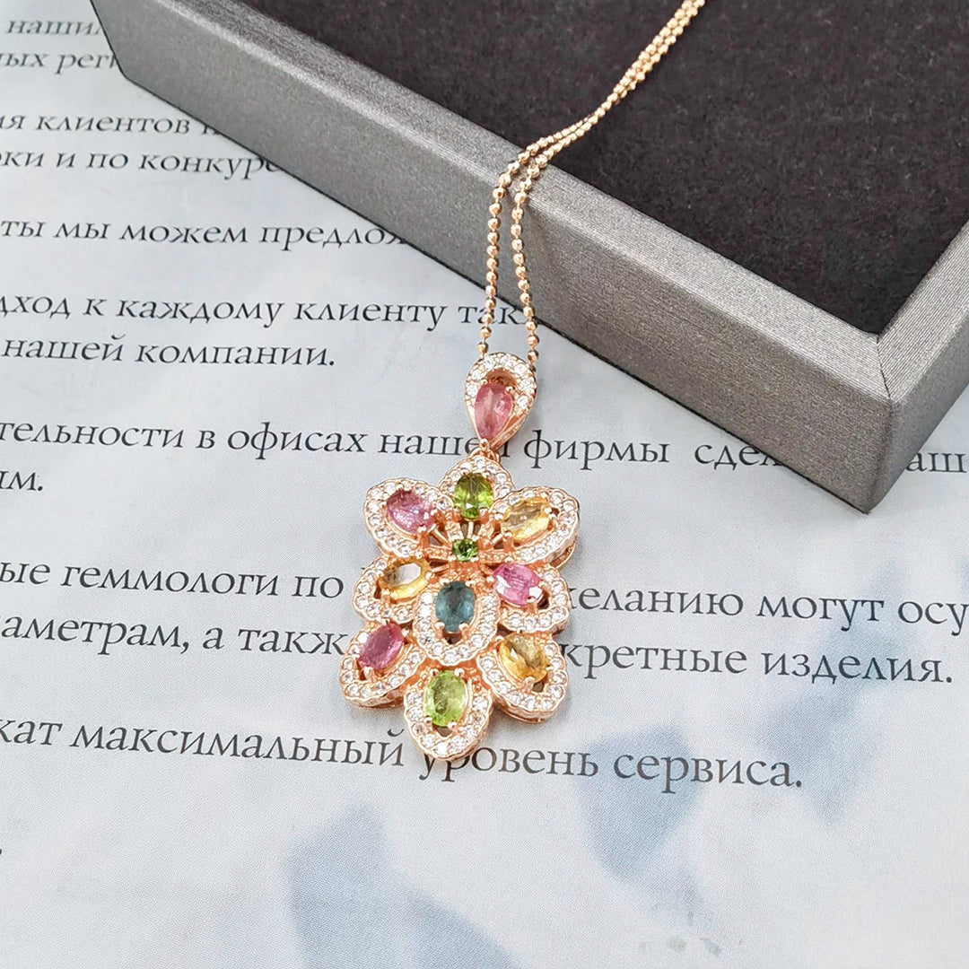 Multi-Color Gypsohila Tourmaline Pendant