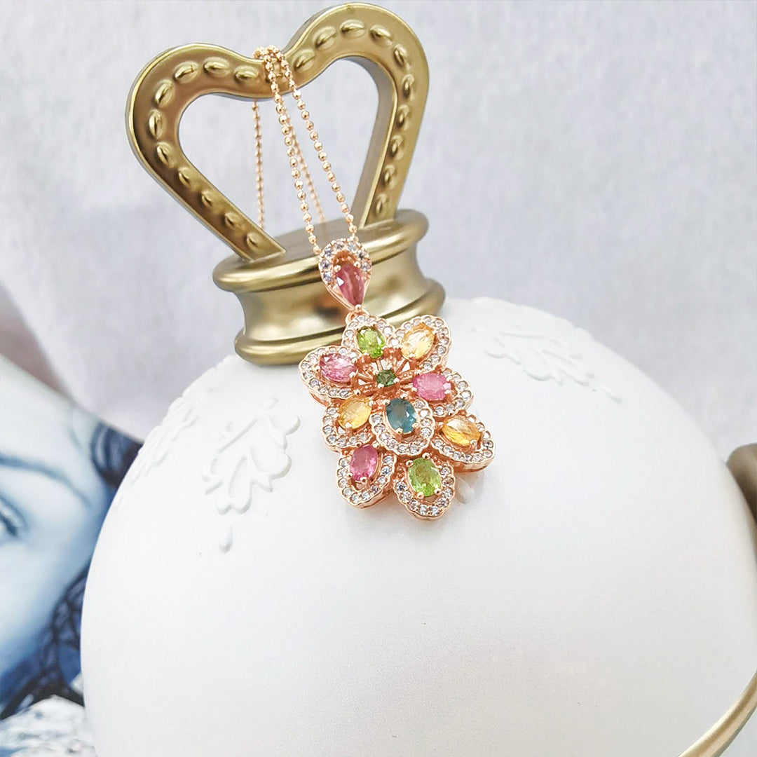 Multi-Color Gypsohila Tourmaline Pendant