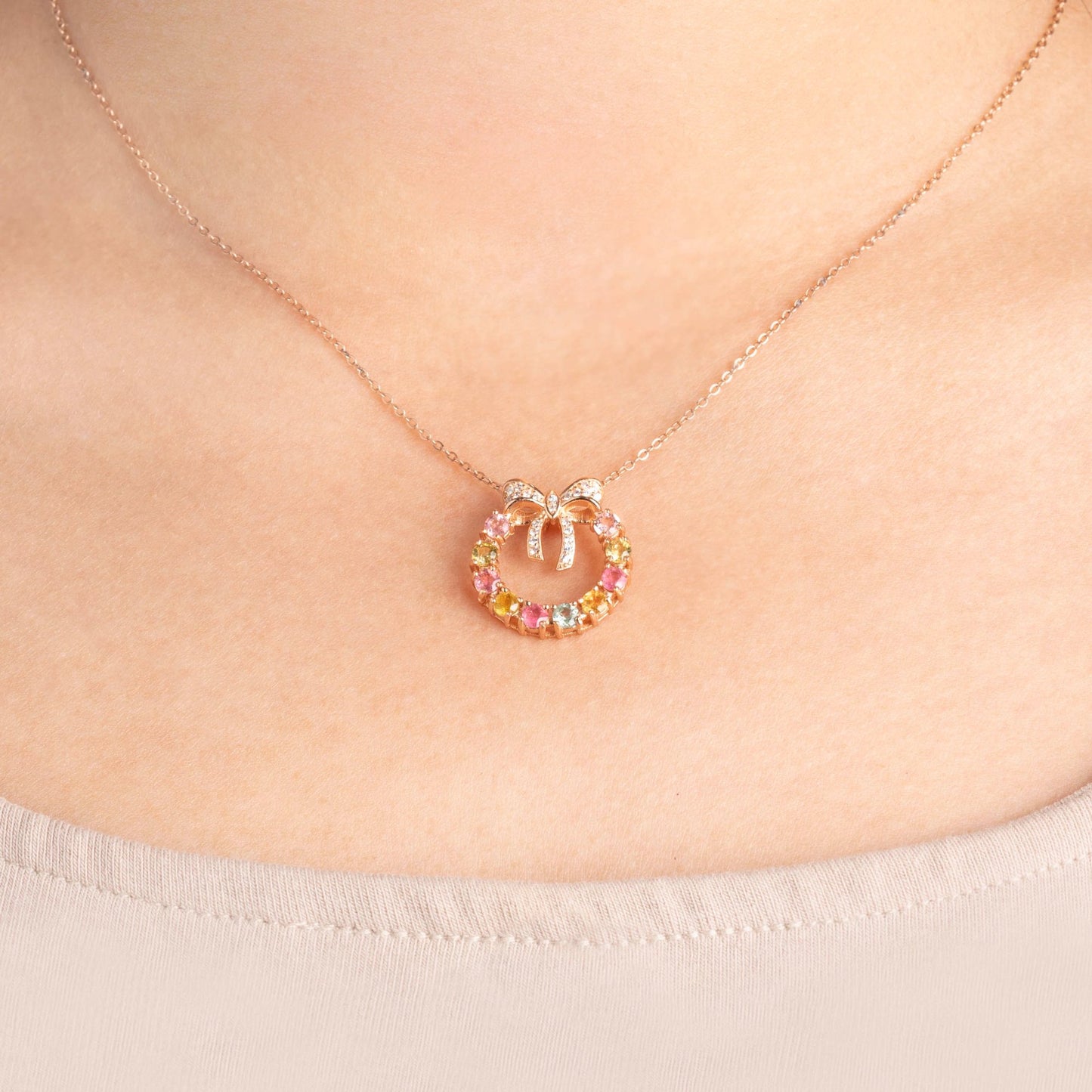 Enchanted Garden Wreath Tourmaline Pendant
