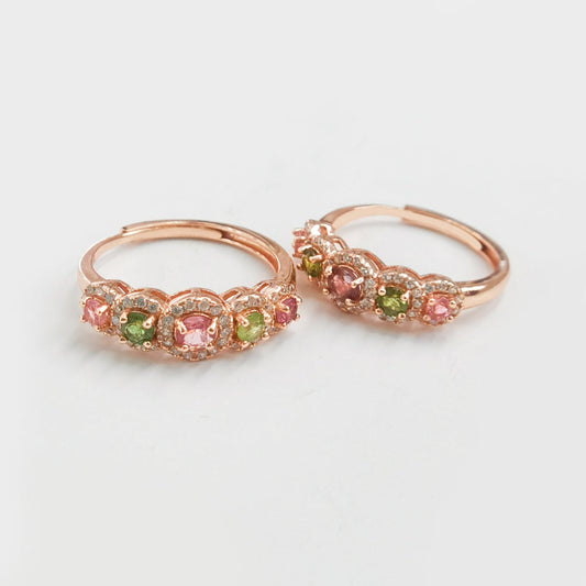 Double-Color Simple Tourmaline Ring