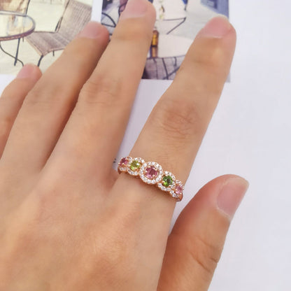 Double-Color Simple Tourmaline Ring