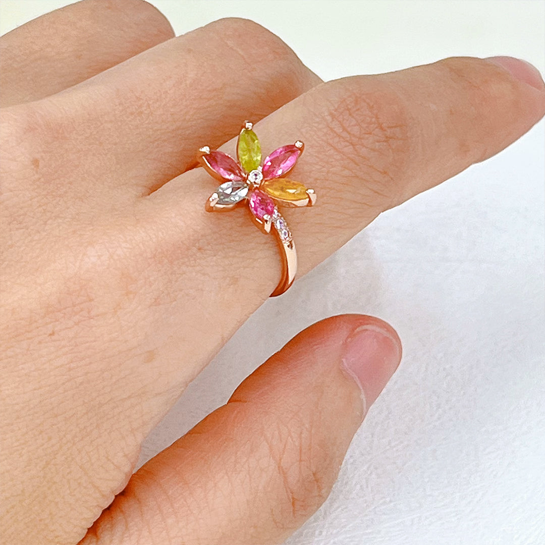 Hexagon Flower Tourmaline Ring
