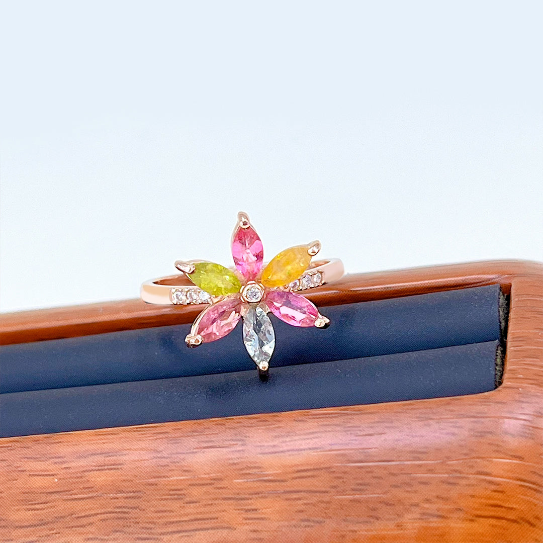 Hexagon Flower Tourmaline Ring