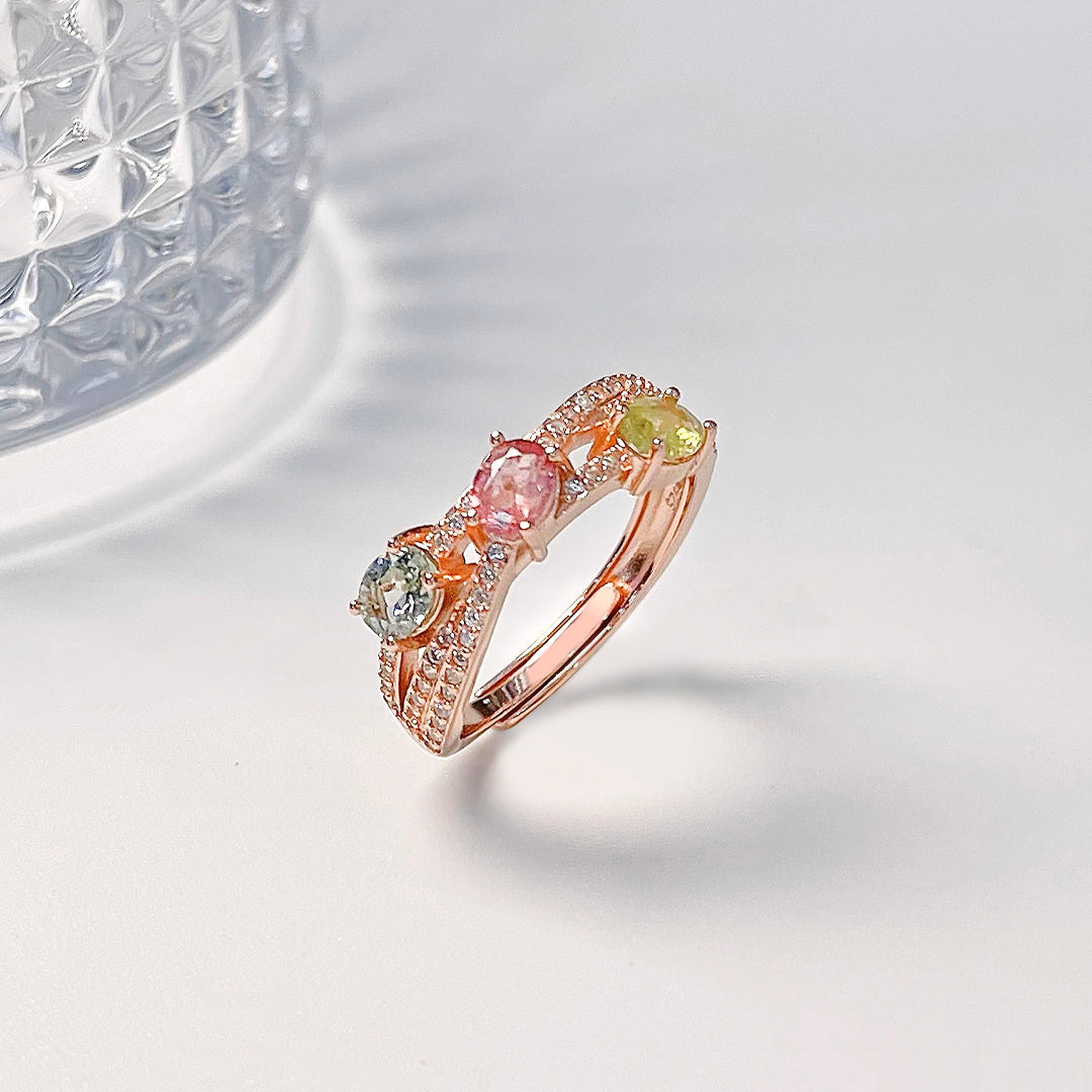 Three Color Mysterious Tourmaline Ring